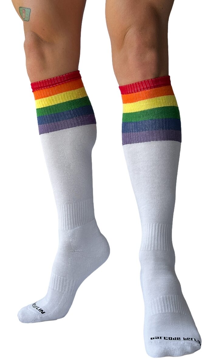 chaussettes hautes pride football blanches
