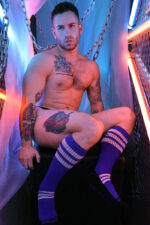 chaussettes hautes retro remix bleues 4