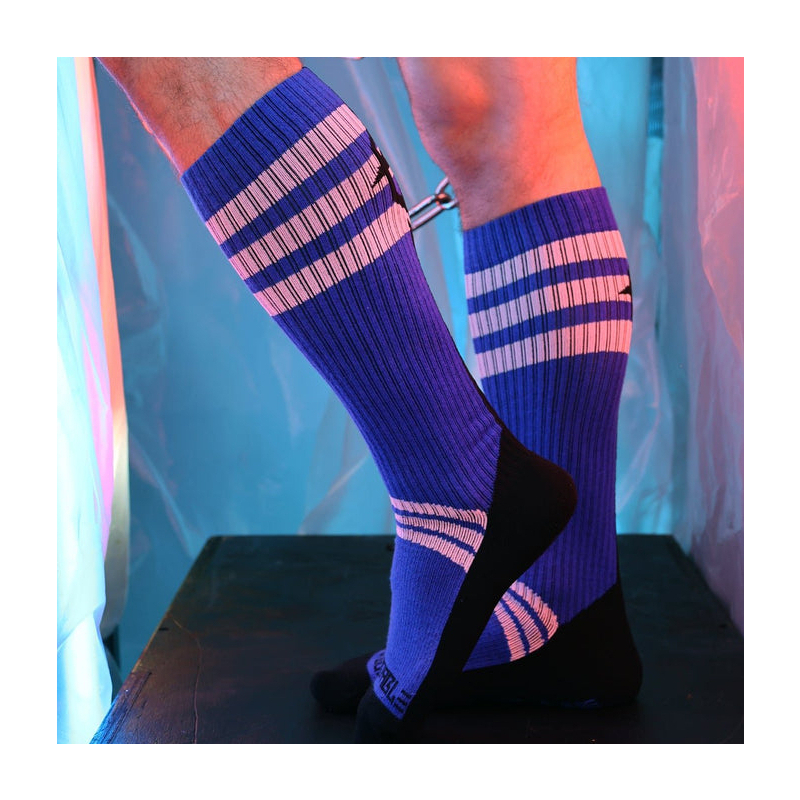 chaussettes hautes retro remix bleues