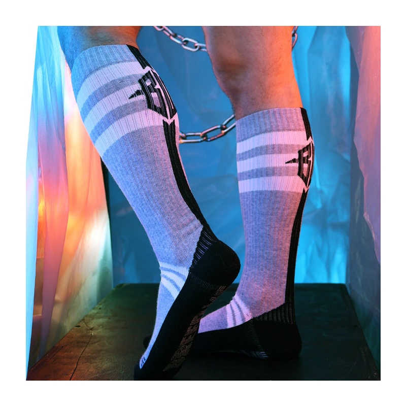 chaussettes hautes retro remix grises