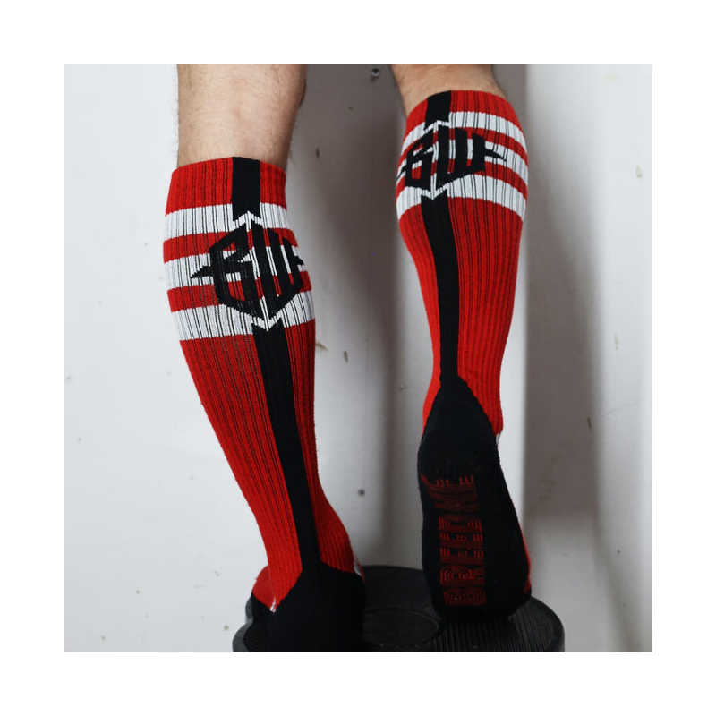 chaussettes hautes retro remix rouges 1