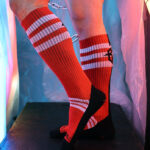 chaussettes hautes retro remix rouges