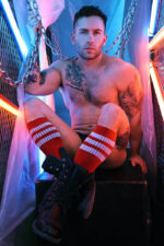 chaussettes hautes retro remix rouges 5
