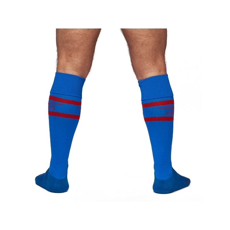 chaussettes hautes urban football socks bleu rouge 1