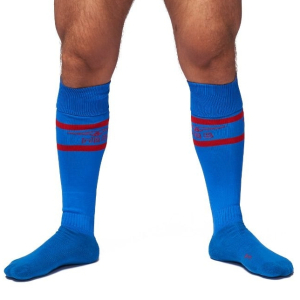 chaussettes hautes urban football socks bleu rouge
