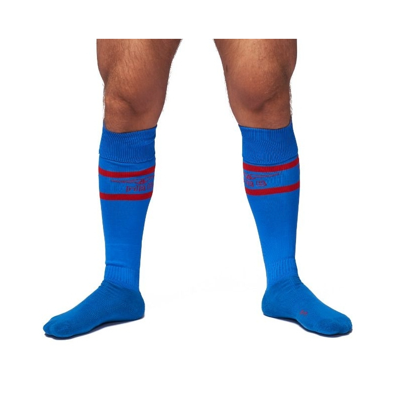 chaussettes hautes urban football socks bleu rouge