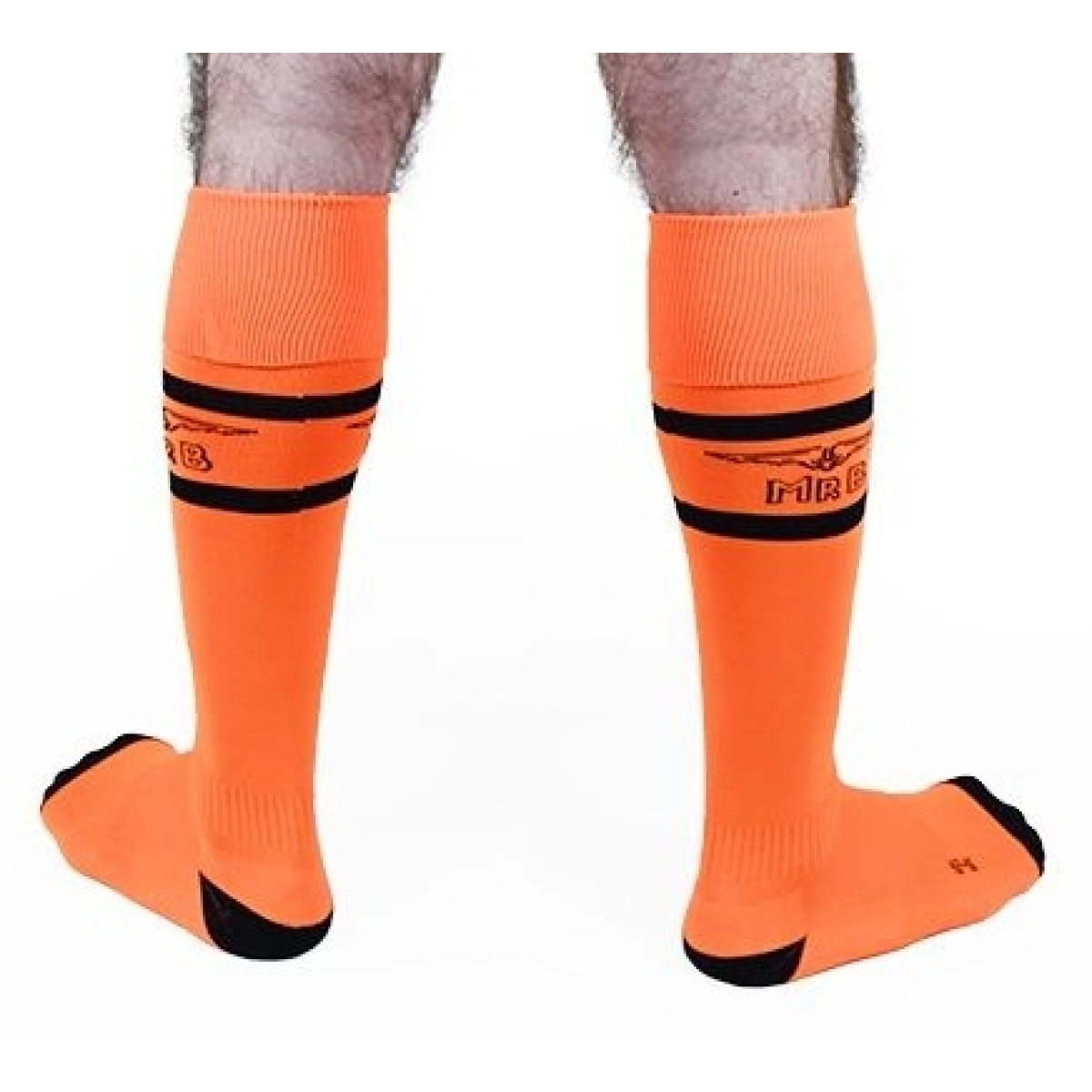 chaussettes hautes urban football socks orange neon 1