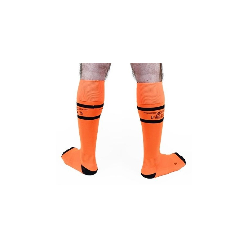 chaussettes hautes urban football socks orange neon 1