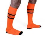 chaussettes hautes urban football socks orange neon 2