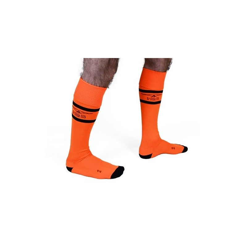 chaussettes hautes urban football socks orange neon 2