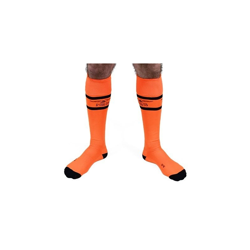chaussettes hautes urban football socks orange neon