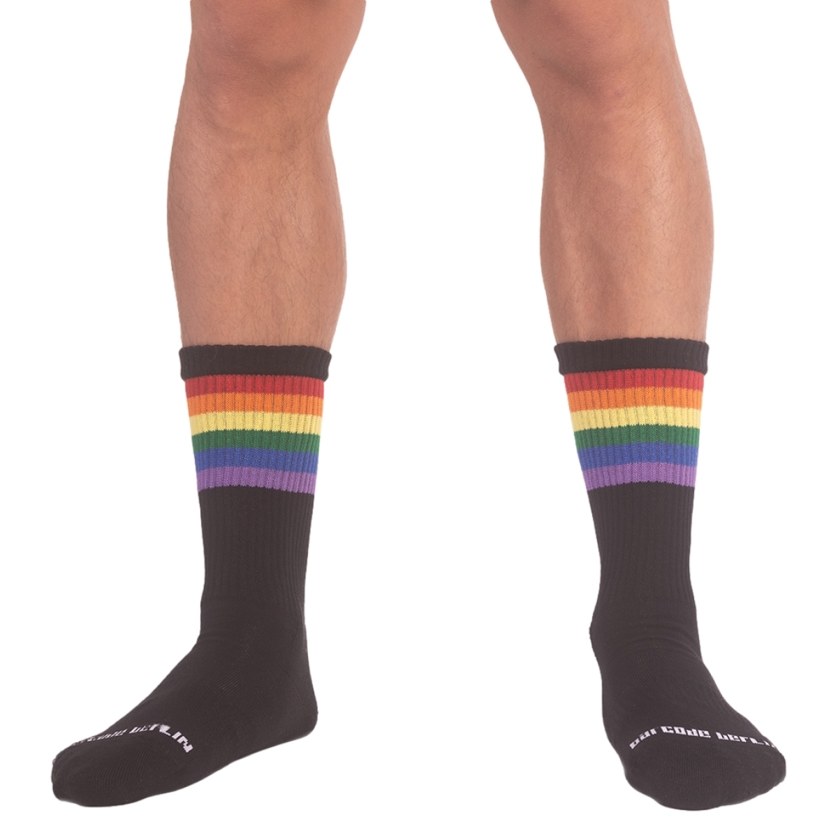 chaussettes noires pride gym rainbow