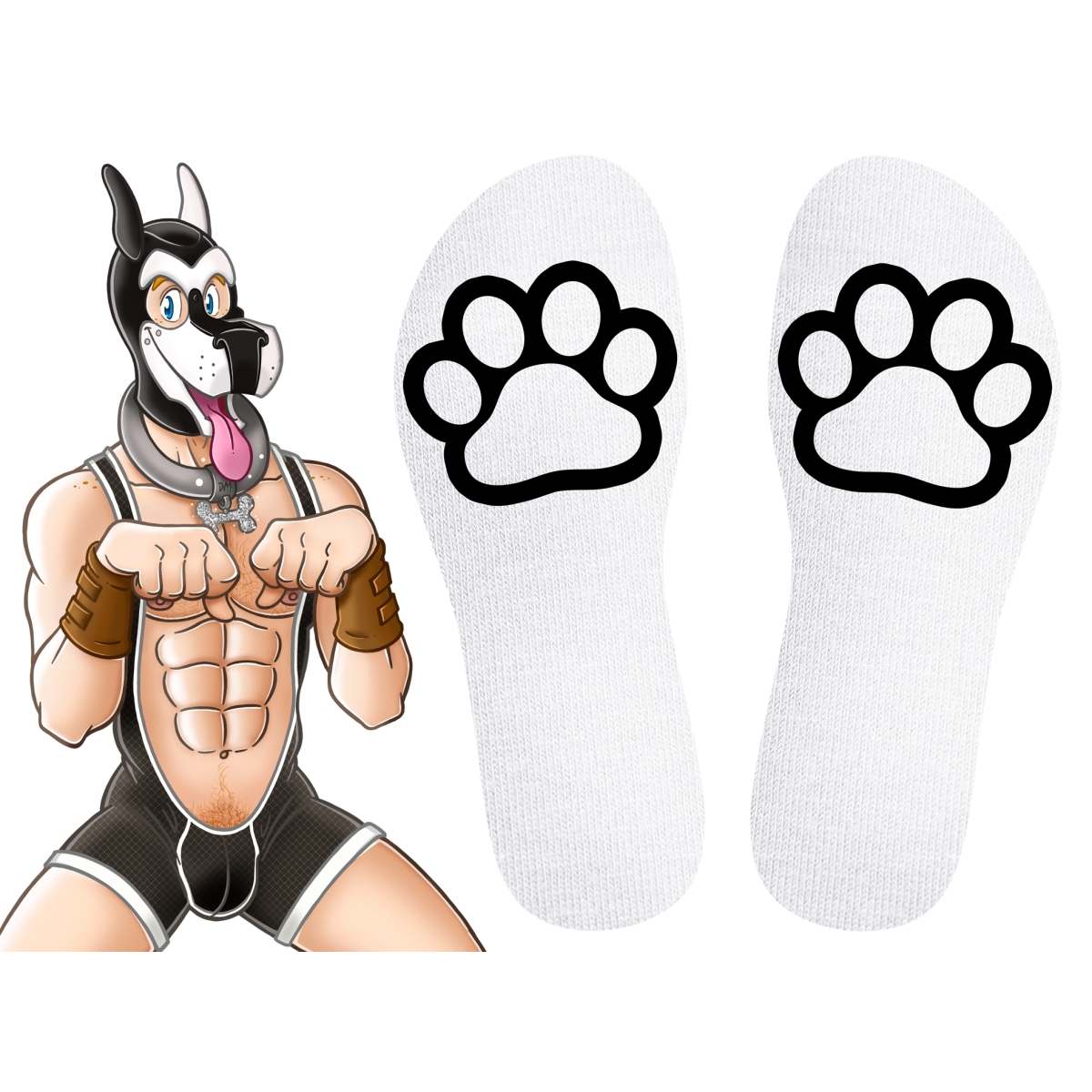 chaussettes paw kinky puppy blanches 2