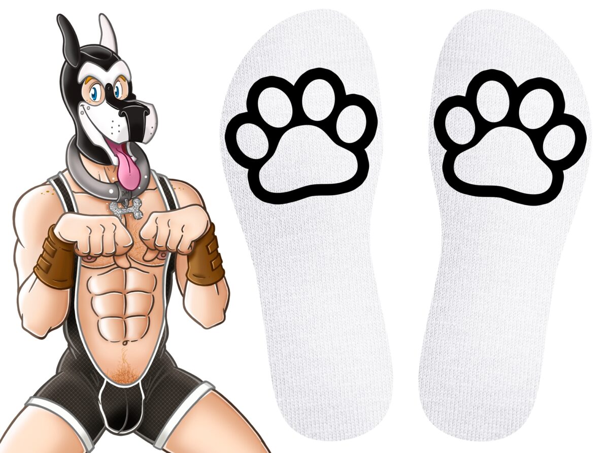 chaussettes paw kinky puppy blanches 2