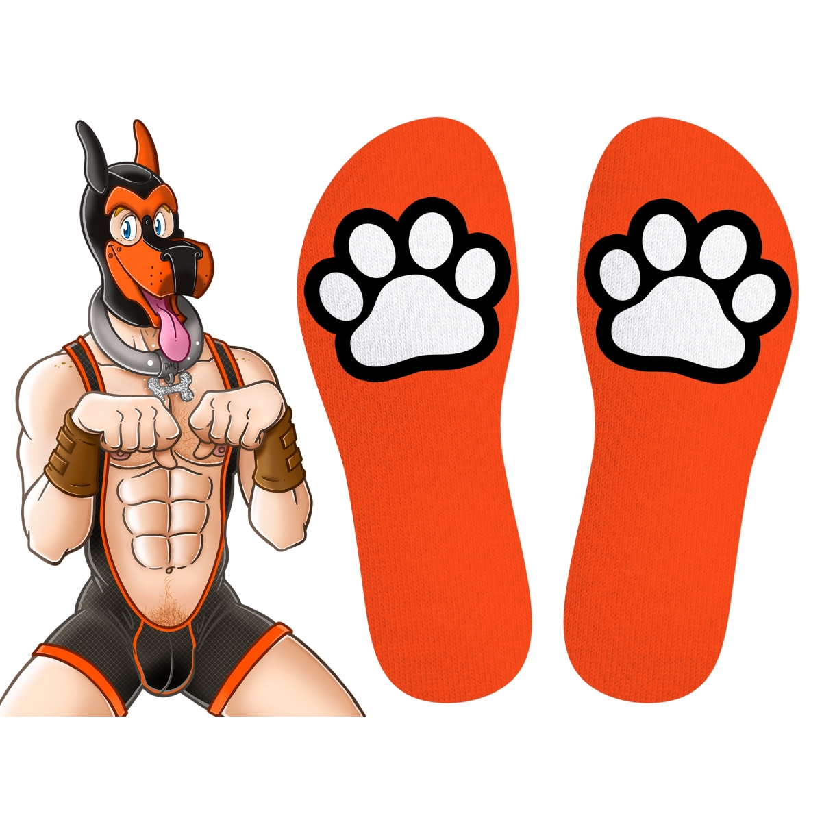 chaussettes paw kinky puppy orange 2