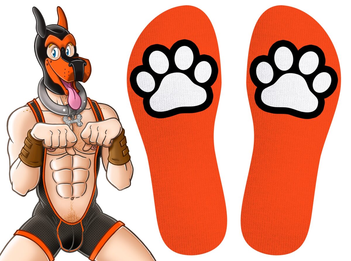 chaussettes paw kinky puppy orange 2