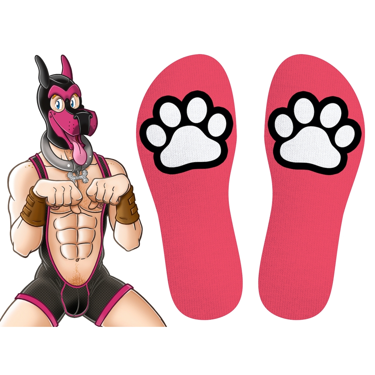 chaussettes paw kinky puppy roses 2