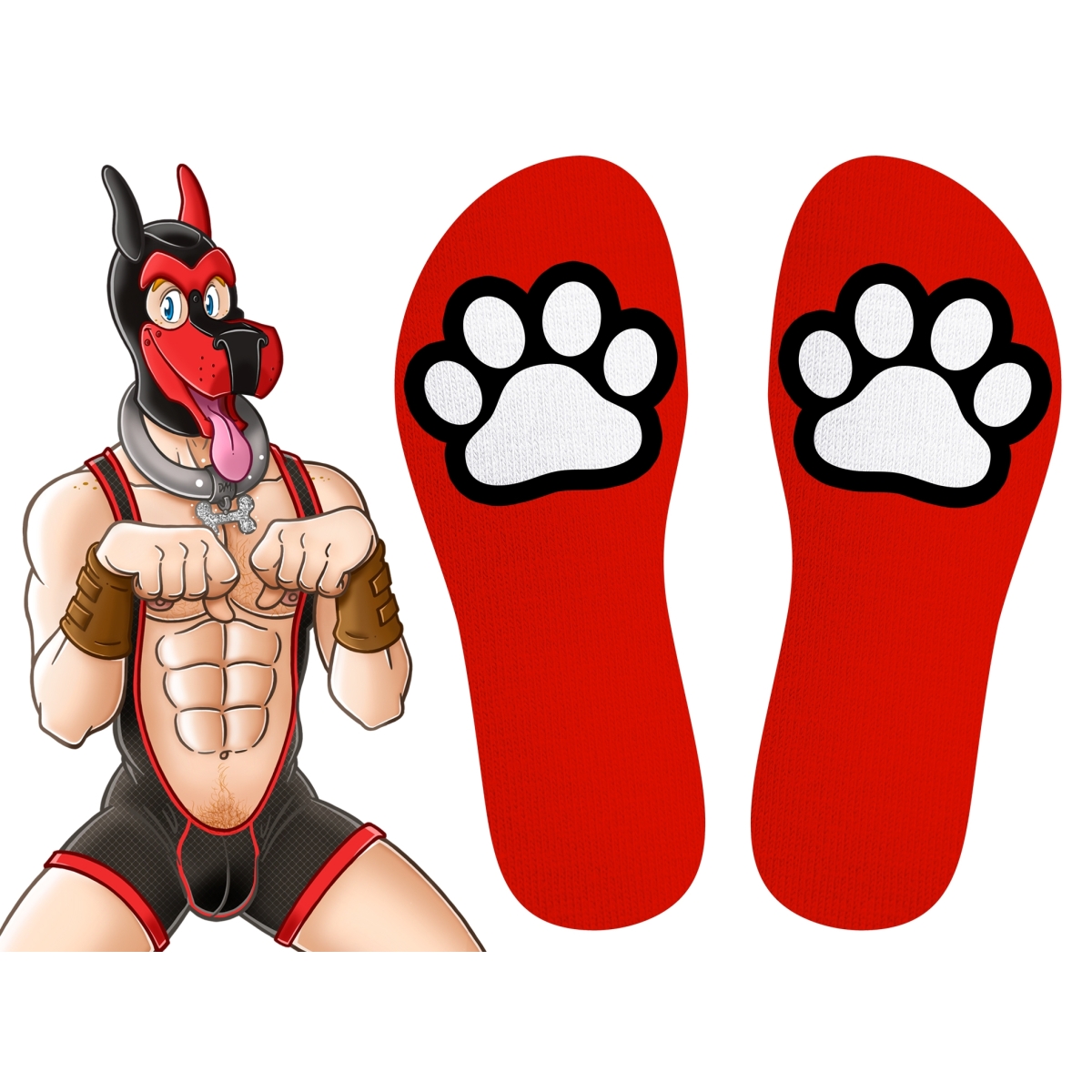 chaussettes paw kinky puppy rouges 2