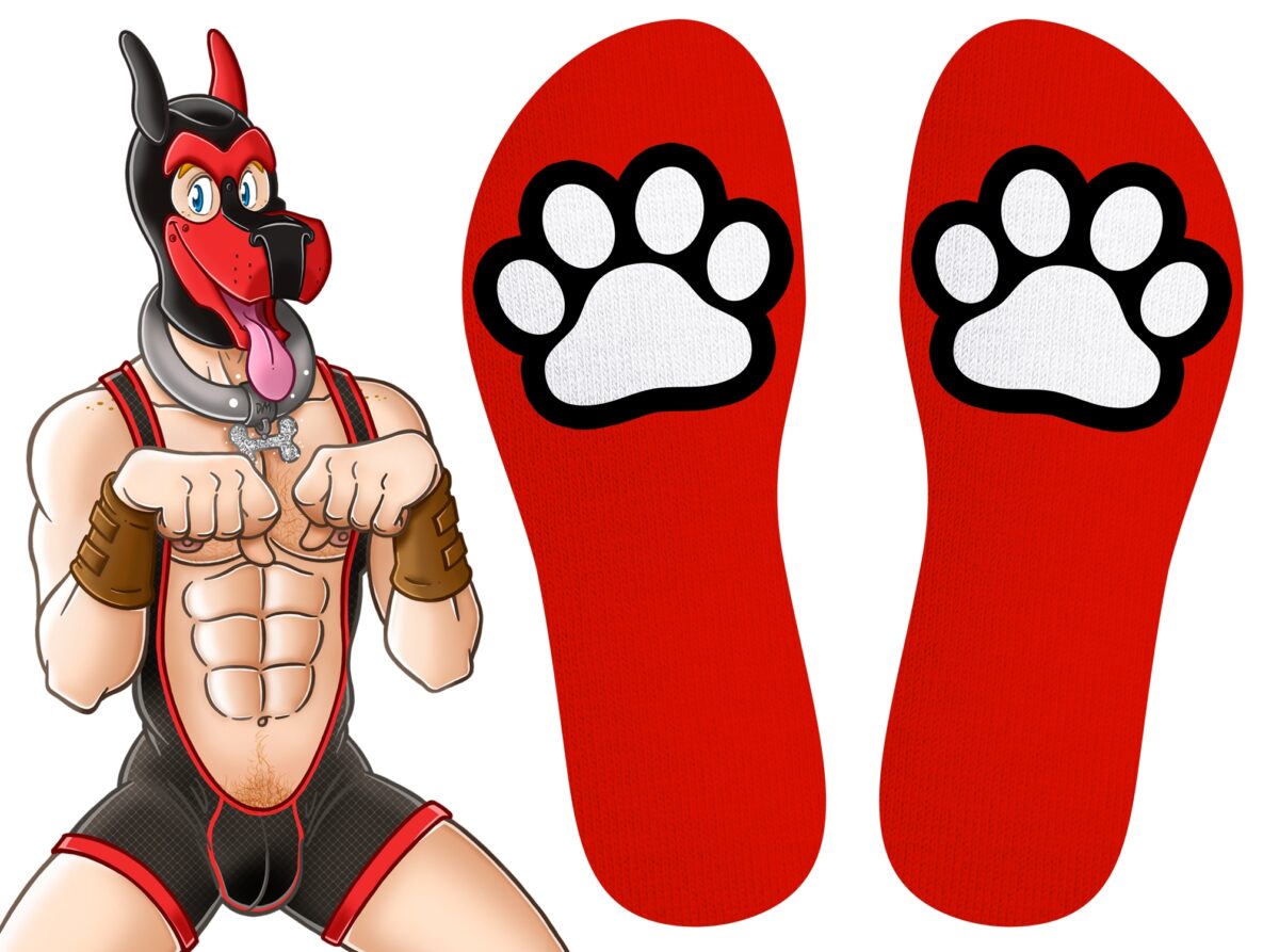 chaussettes paw kinky puppy rouges 2
