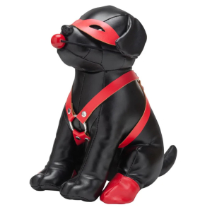 chien en simili bandit 24cm noir