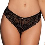 claire elastic lace brief with golden details black os