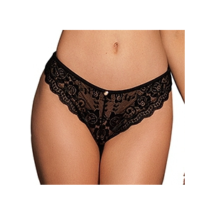claire elastic lace brief with golden details black os