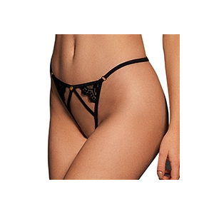 cloe thong with open crotch adjustable sliders and golden details black os