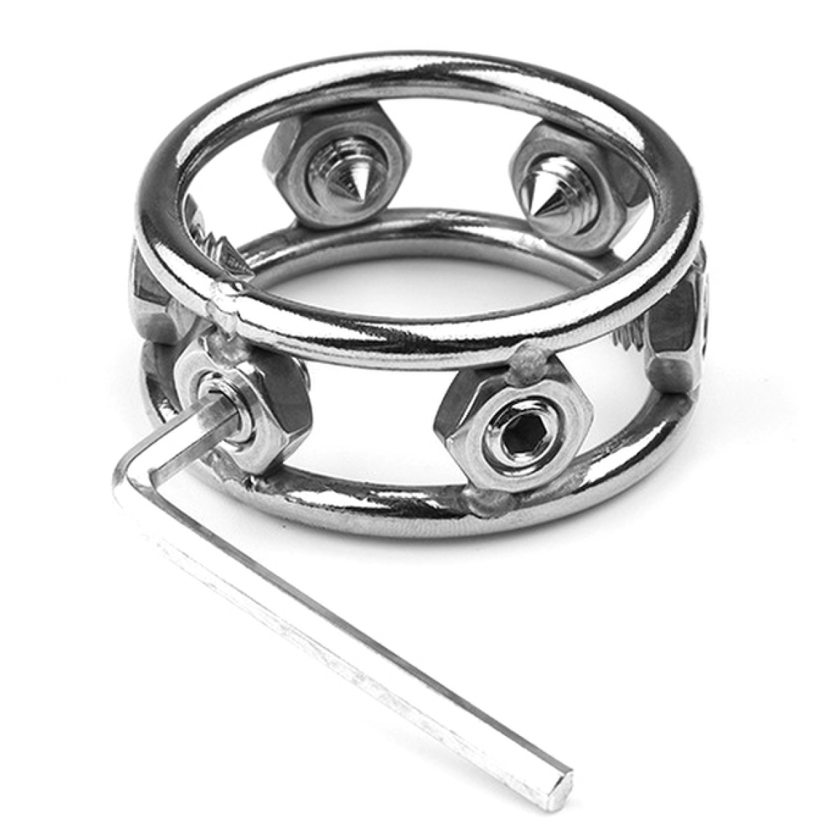 cockring en metal avec pics spikes steel 1