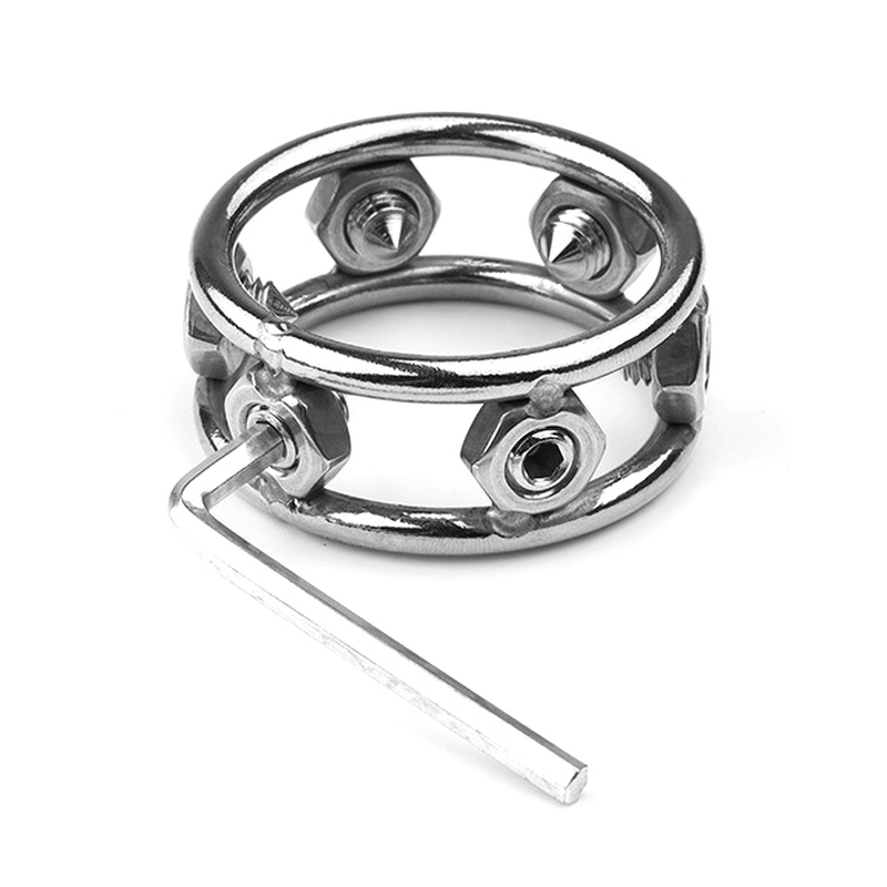 cockring en metal avec pics spikes steel 1