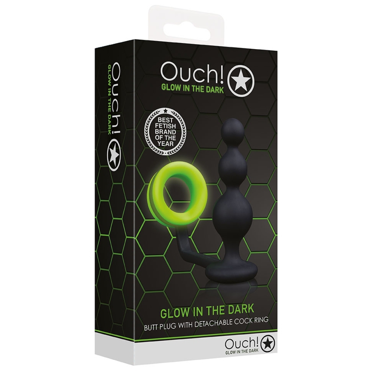 cockring plug phosphorescent beads glow 10 x 33cm 1