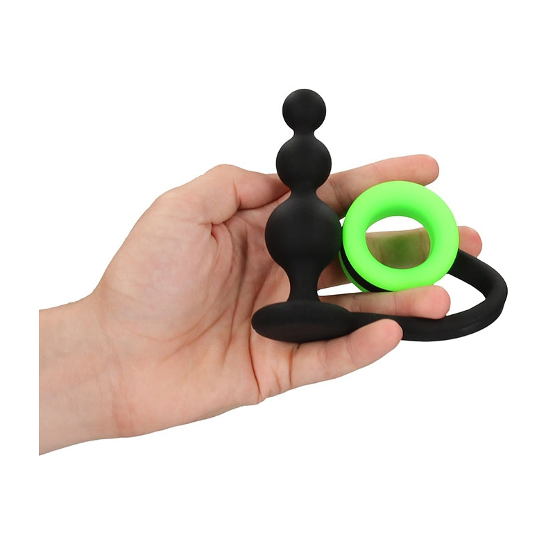 cockring plug phosphorescent beads glow 10 x 33cm 3