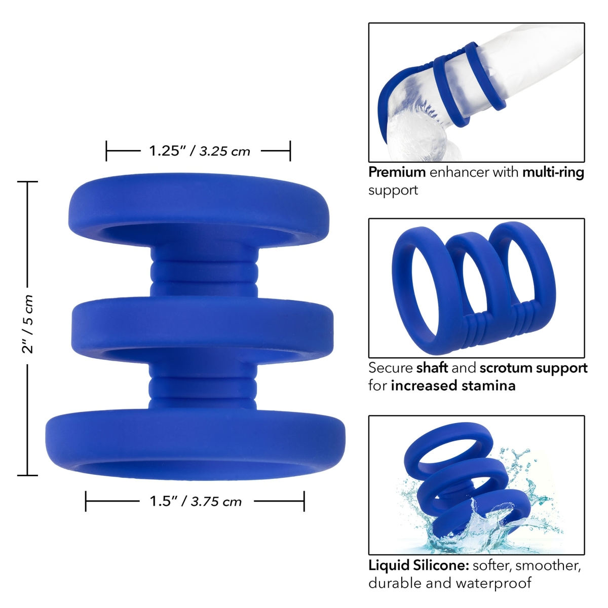 cockring triple cock cage admiral 32 37mm 3