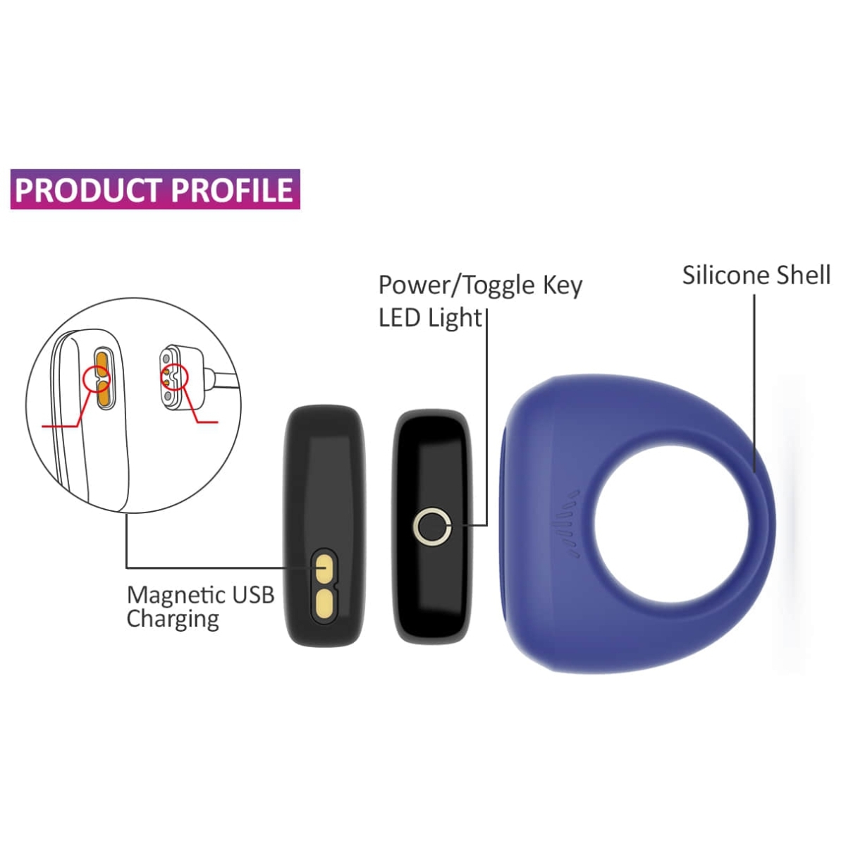 cockring vibrant controle a distance dante 28mm 6