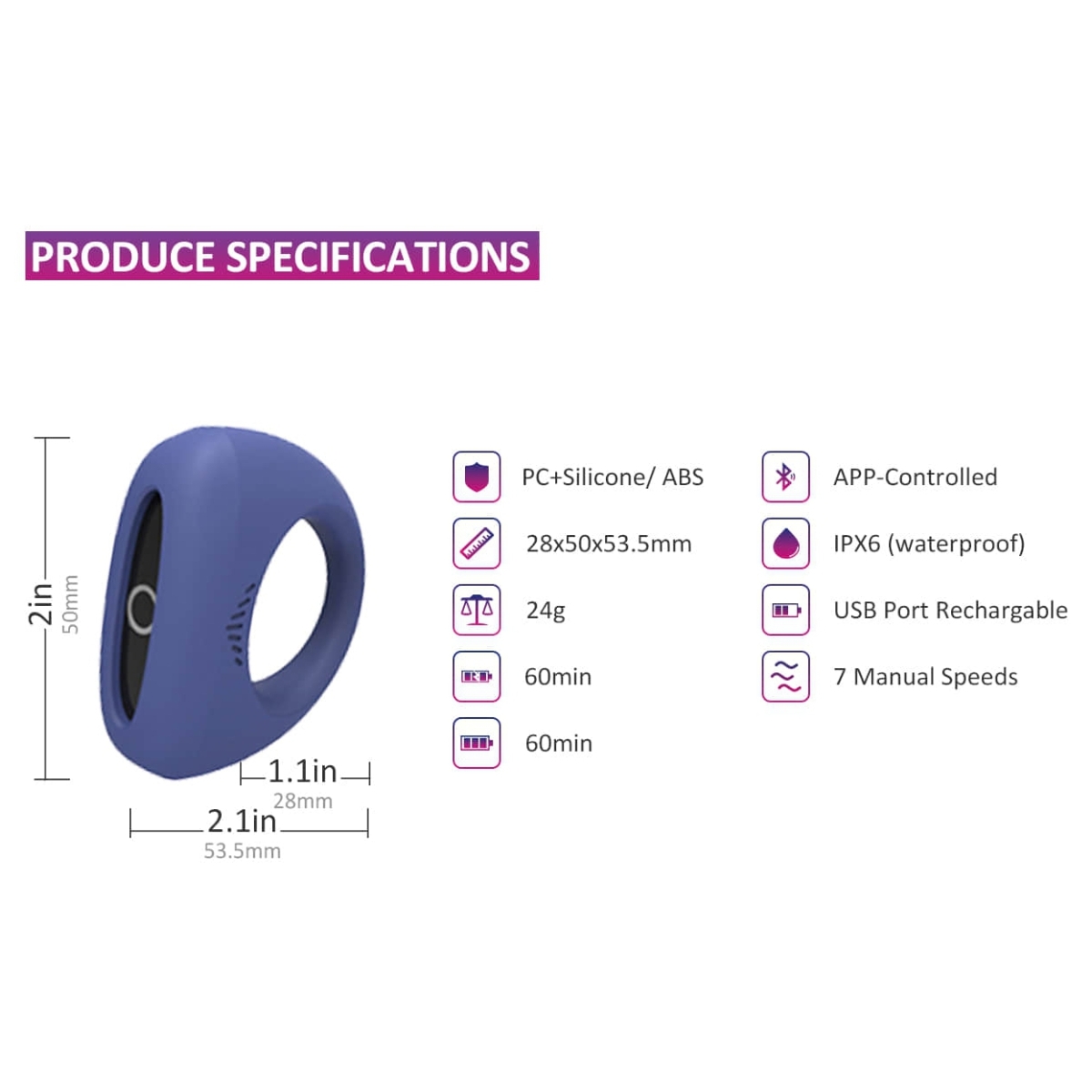 cockring vibrant controle a distance dante 28mm 7
