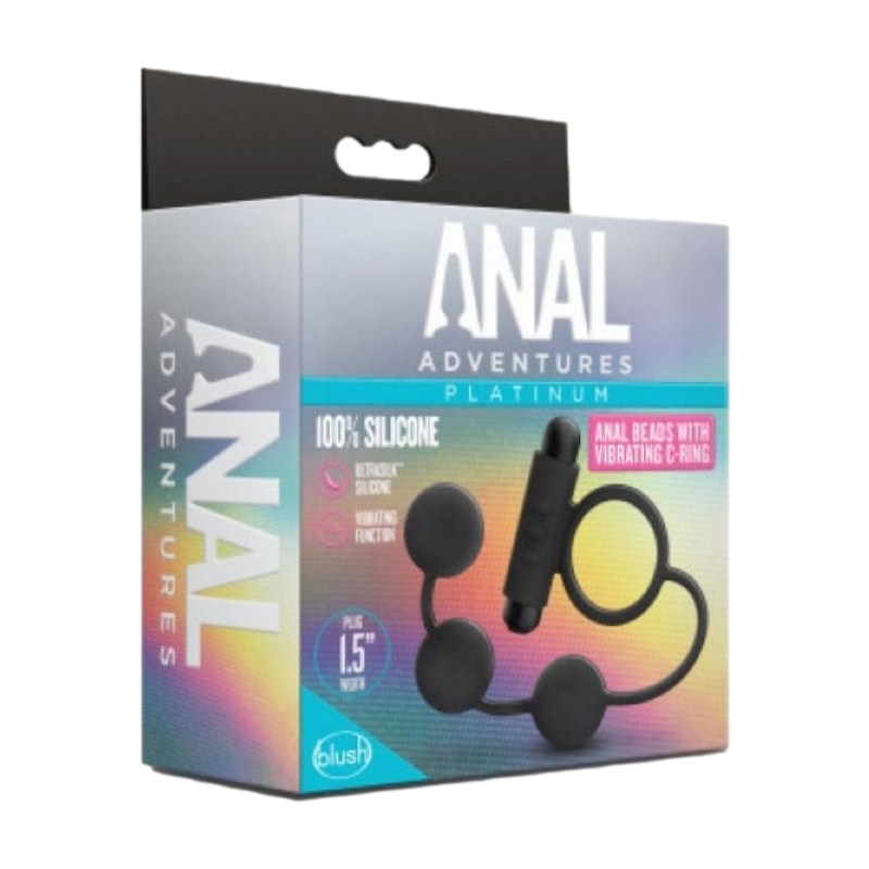 cockring vibrant et chapelet anal adventures beads c ring 17 x 37cm 1