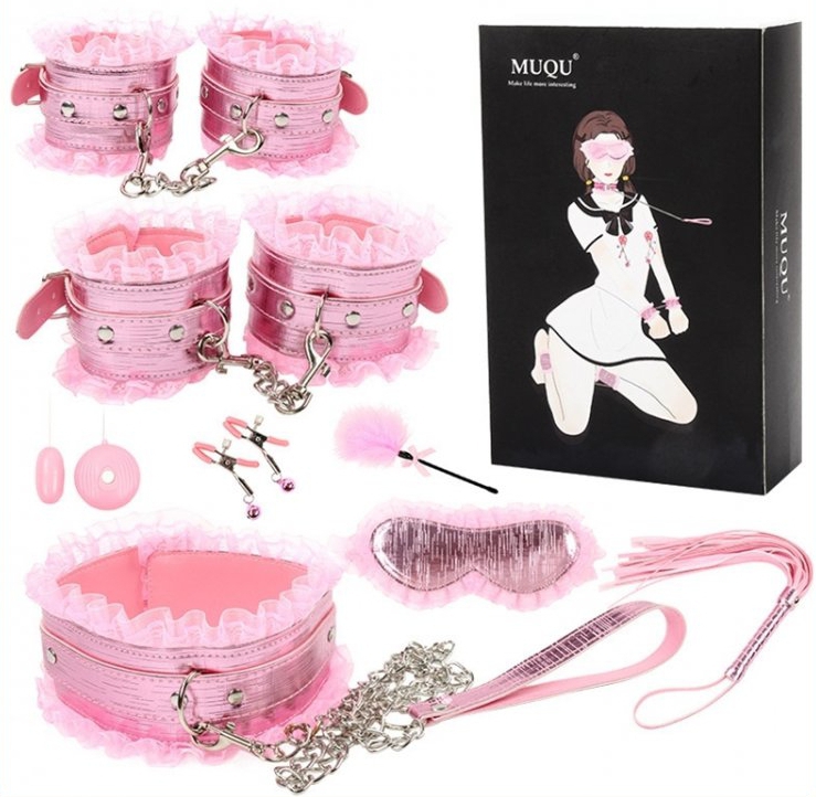 coffret bdsm lace light 8 pieces rose