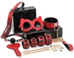 coffret bdsm luxury noir rouge 8 pieces