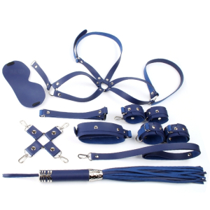coffret bondage sm obedience 10 pieces bleu