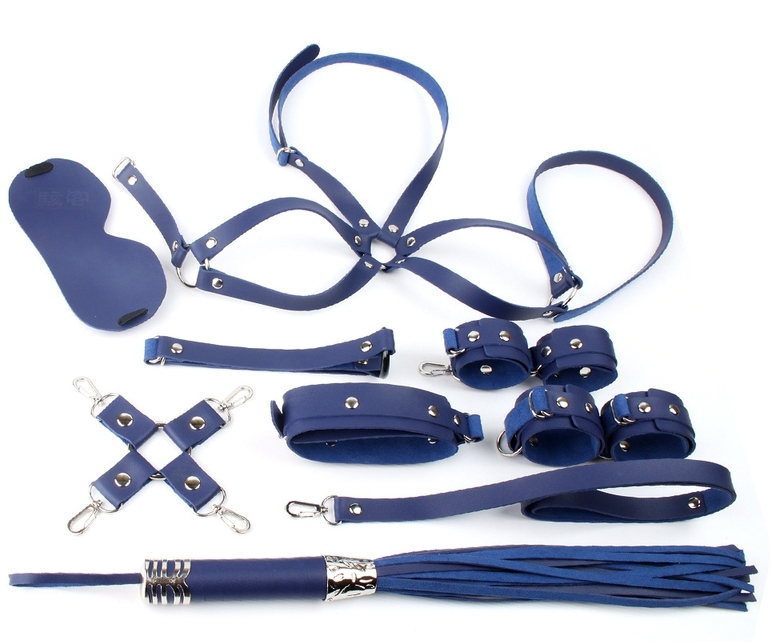 coffret bondage sm obedience 10 pieces bleu