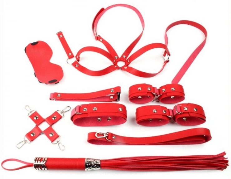 coffret bondage sm obedience 10 pieces rouge