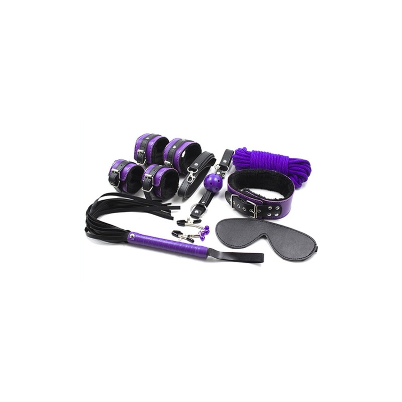 coffret fur lined 8 pieces violet noir