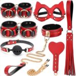 coffret sm bondage 8 pieces rouge noir