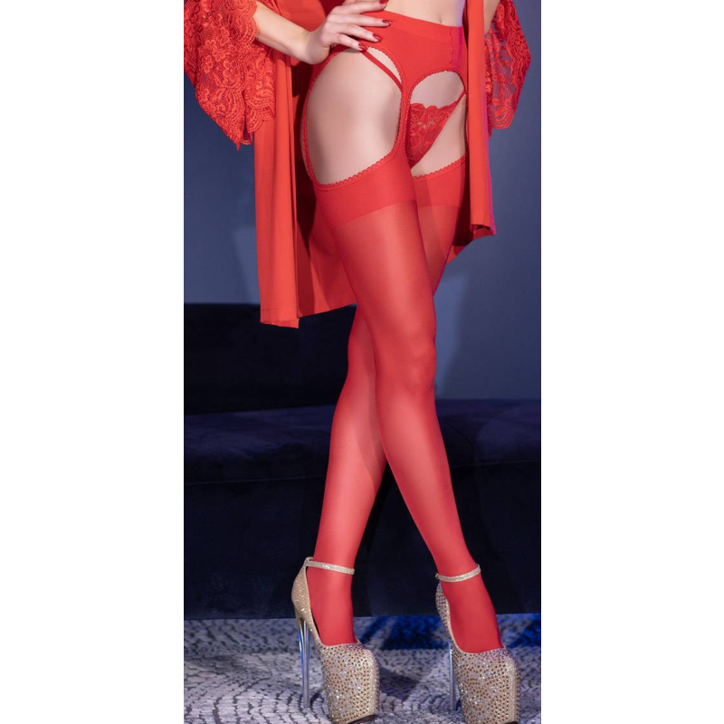 collant effet porte jarretelles mina rouge