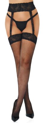 collants fishnet garterbelt noirs scaled