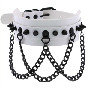 collier a pointes piky blanc noir
