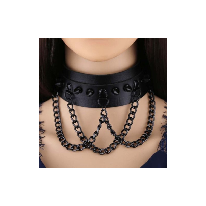 collier a pointes piky noir 3