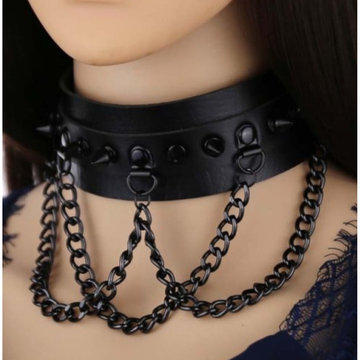 collier a pointes piky noir 4