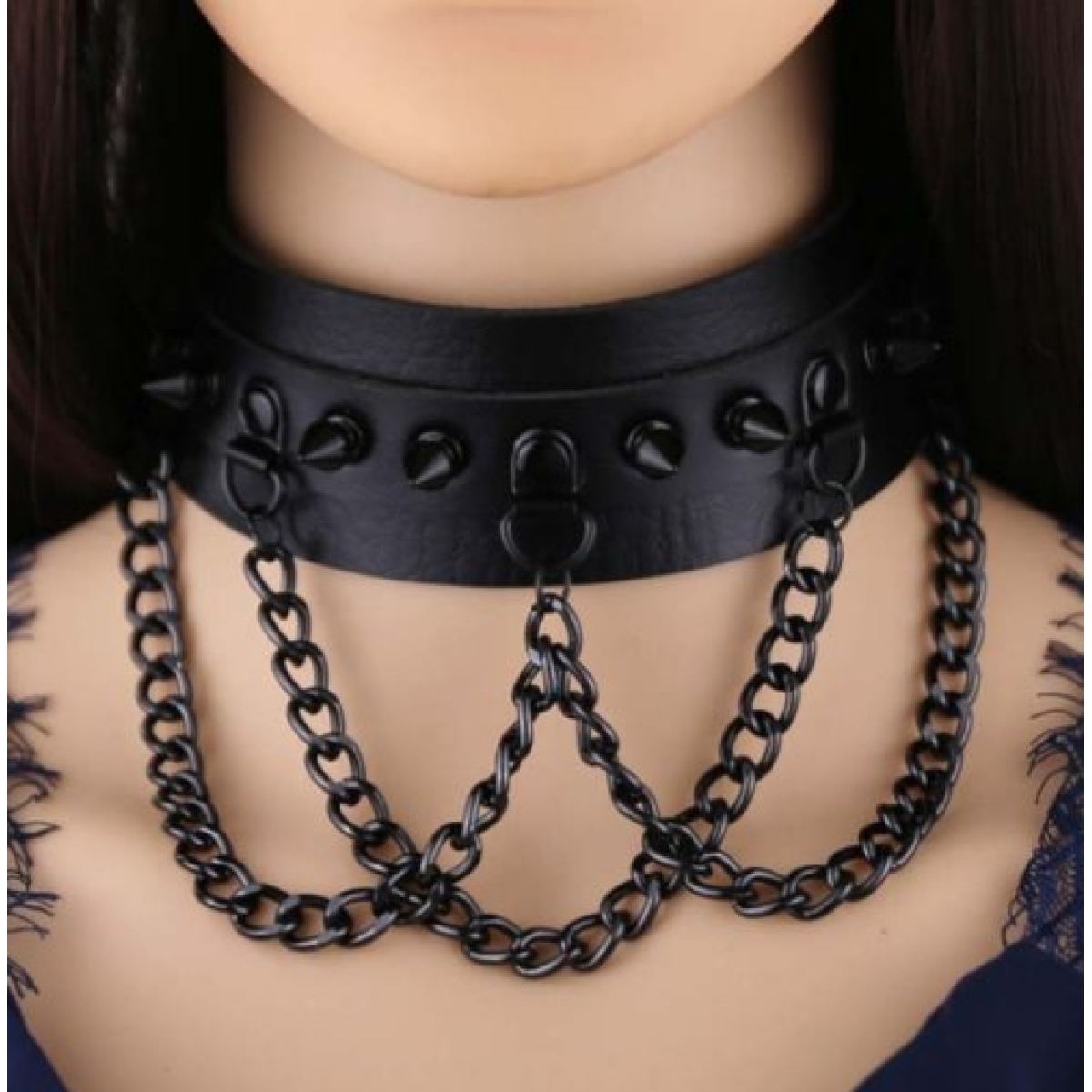 collier a pointes piky noir 8