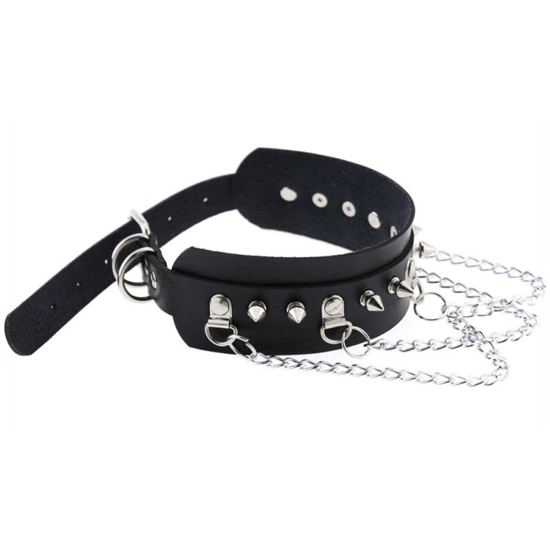 collier a pointes piky noir argente 1