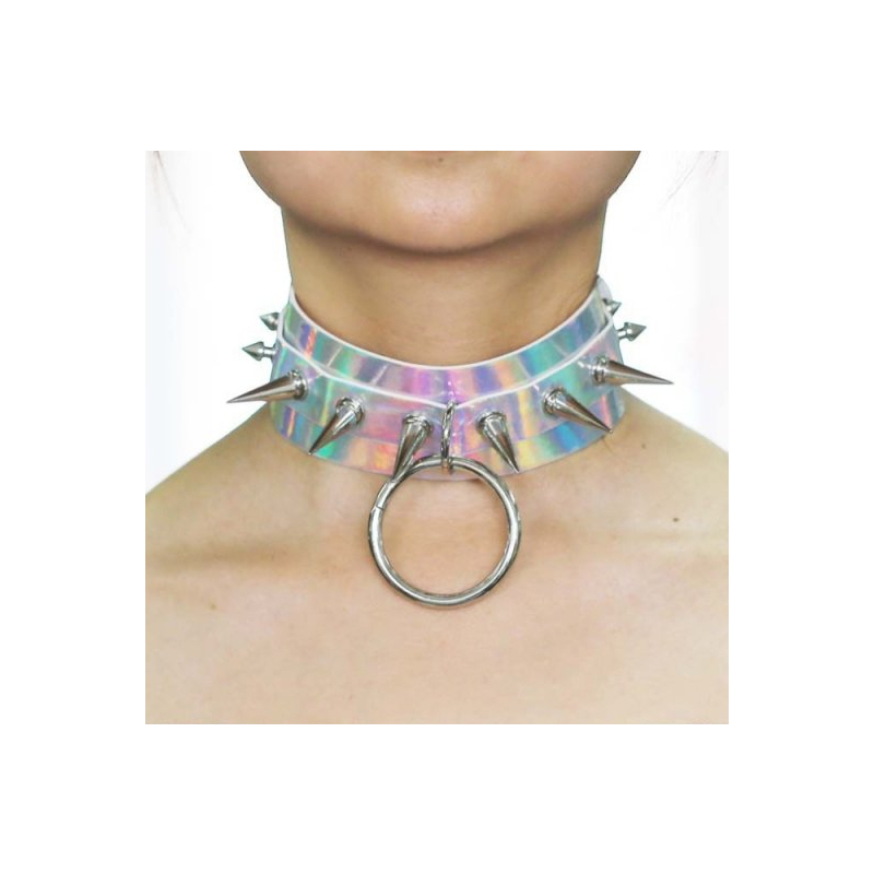 collier a pointes strobo laser argente 1